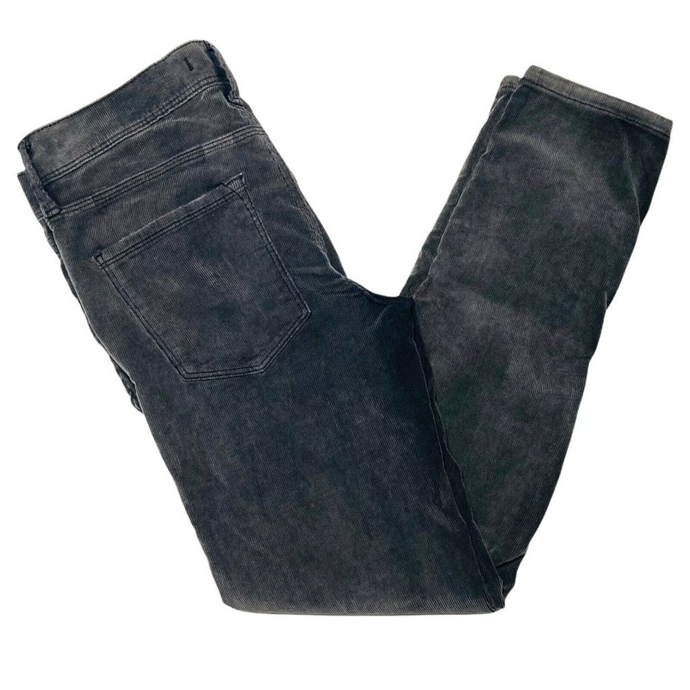 Free People Women Size 25 Gray Mid Rise Skinny Distressed Corduroy Pants